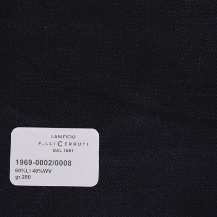 1969-0002/0008 Cerruti Lanificio - Vải Suit 100% Wool - Đen Trơn